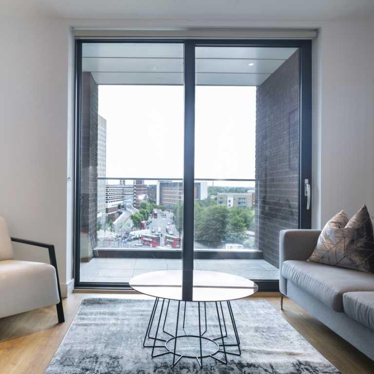 Furnished living area with balcony